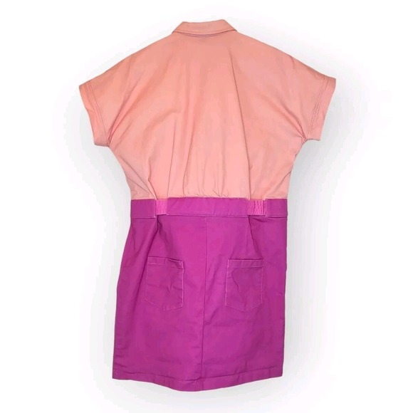 THE KIT Cargo Dress SS Dottie Blush Pink‎ Colorblock Women Medium Relaxed Cotton - Picture 6 of 16